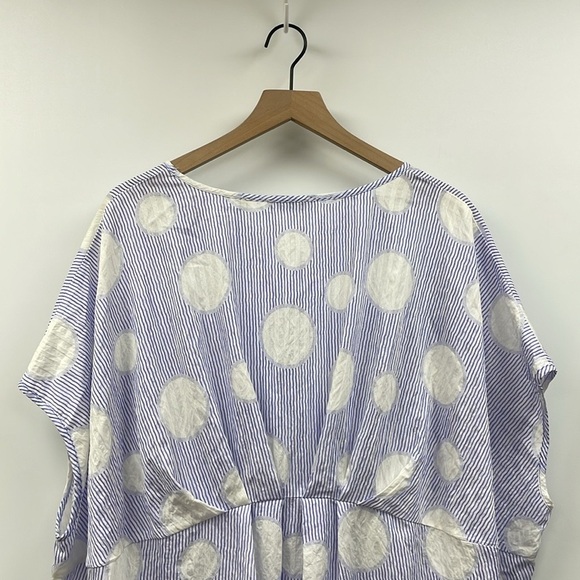 Patrizia Luca Dot Striped Oversized Cocoon Short Sleeve Shirt Lagenlook L/XL - Picture 8 of 12